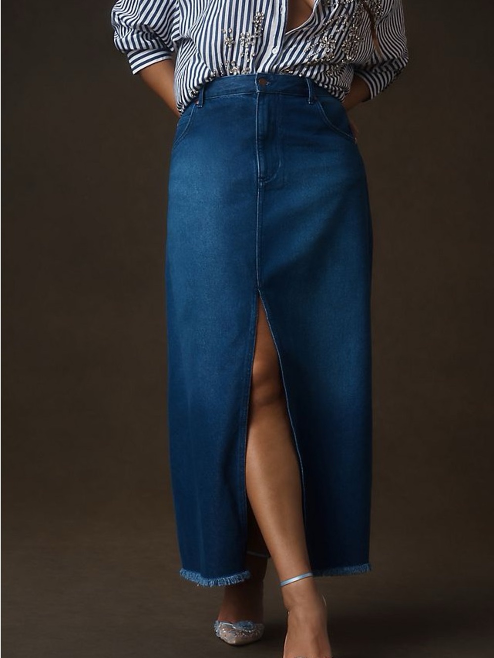 Anthropologie Pilcro The Madi Front-Slit Denim Skirt